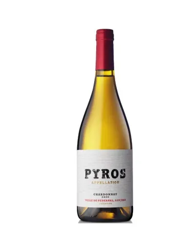 Botella de Pyros Appellation Chardonnay 750 ml, vino blanco